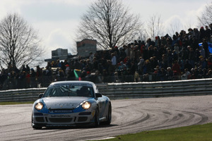 Euan in action in Porsche Carrera Cup at Thruxton April 2010