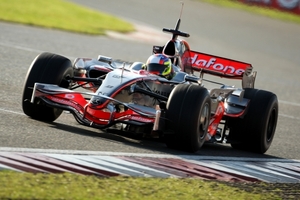 Paul di Resta test driving the Formula 1 McLaren Mercedes at Silverstone, October 2008