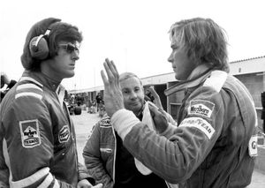 Alastair with Teddy Mayer and James Hunt in 1976
