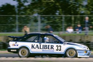 Andy winning the 1988 Tourist Trophy in Ford Sierra RS500