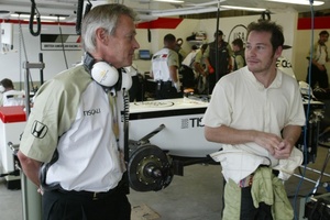 Adrian with Jacques Villeneuve at the 2002 US GP in Indianapolis