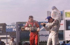 Ben on the Formula Three podium at Donnington 2000