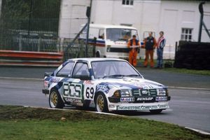 Chris in his Ford Escort RS 1600i at Oulton Park in April, 1985