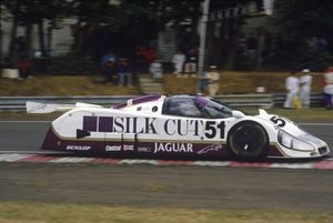Derek driving the Silk Cut Jaguar XJR 6 at Le Mans in 1986