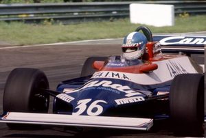 Derek driving the Toleman TG181C Hart in the 1982 Belgium GP