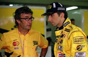 Eddie with Damon Hill at the 1998 Brazilian GP