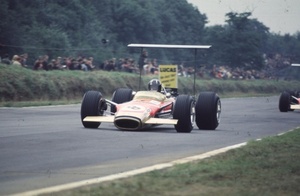 Jackie in the Lotus 49B at the 1968 British Grand Prix