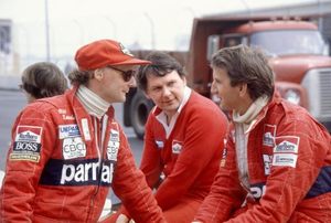John with Niki Lauda and John Barnard at the 1982 Detroit GP