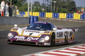 John in the Jaguar XJR-9LM at Le Mans, 1988