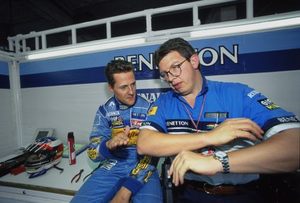 Ross with Michael Schumacher of Benetton at the 1995 French GP