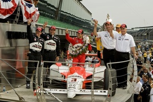 Roger celebrating at the 2009 IRL Indy 500 race