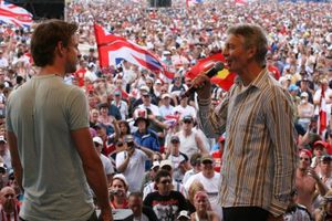 Tony interviewing Jenson Button at the 2006 British GP at Silverstone