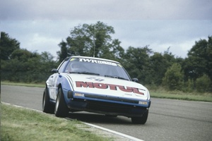 Win driving the Mazda RX7 at Thruxton in the 1981 British Touring Car Championship