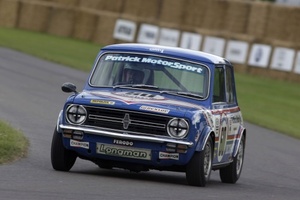 Richard driving the Mini 1275GT at Goodwood in July 2008